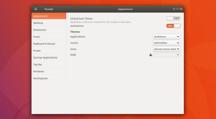 GNOME tweaks