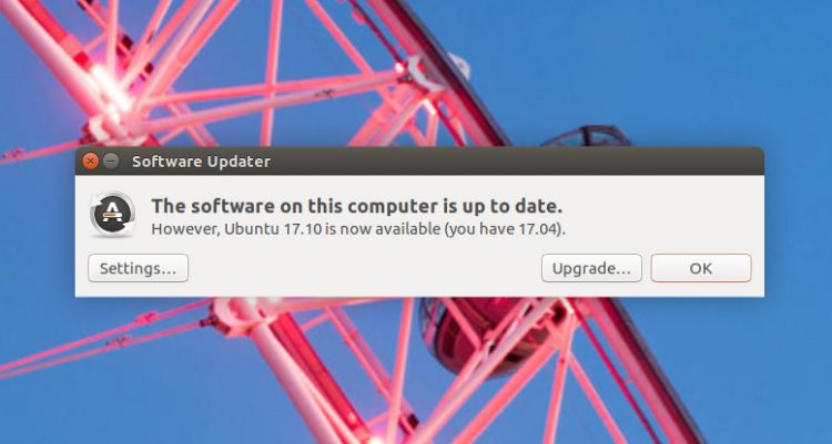 Prompt to upgrade to Ubuntu 17.10