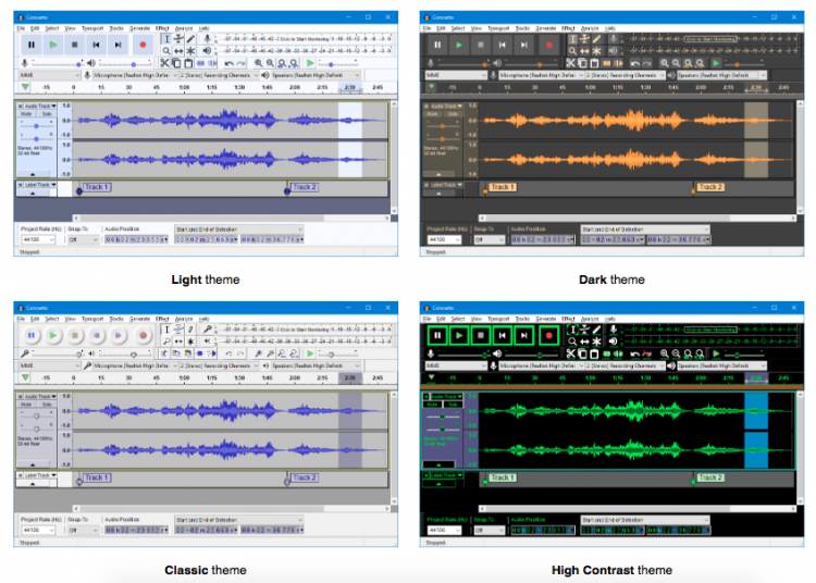the new audacity themes
