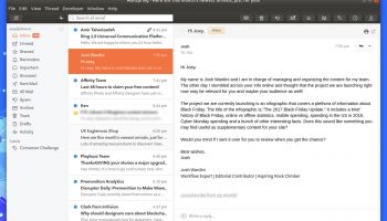 the mailspring email client with ubuntu theme