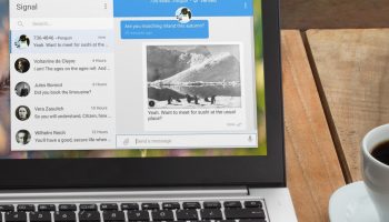 signal desktop app and a coffee