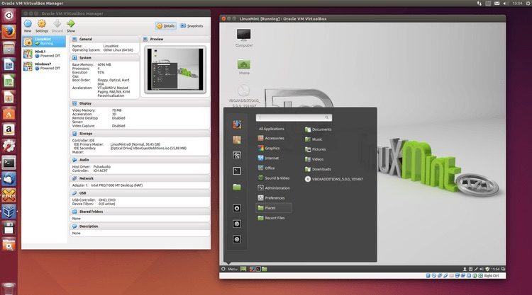 Linux Mint running in VirtualBox Running Linux Mint in VirtualBox