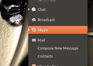 Skype in the Ubuntu messaging Menu