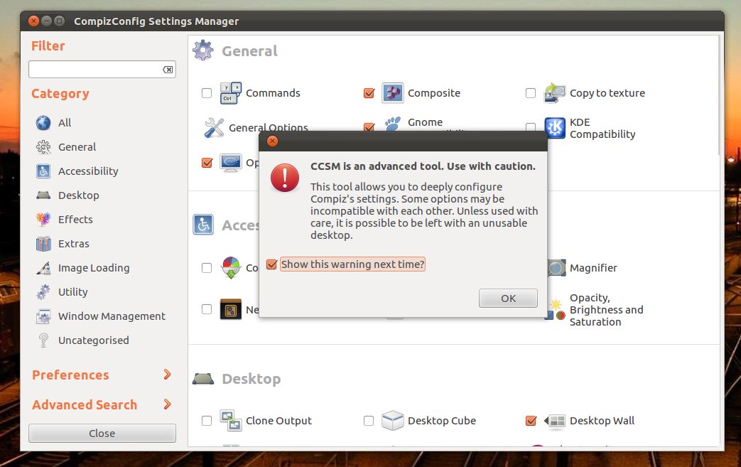 Compiz Config Settings Manager on Ubuntu 12.04 LTS