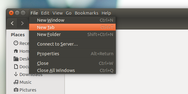 полное меню Ubuntu