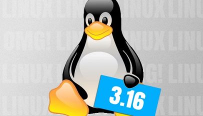 Tux logo holding a sign for 3.16 kernel release
