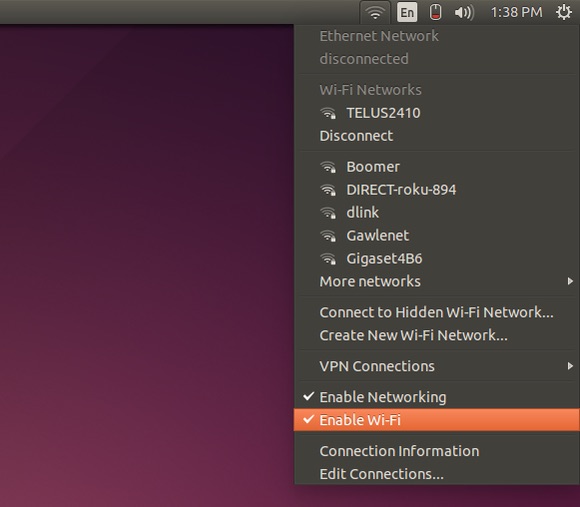 ubuntu-rede do menu