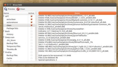 bleachbit running on ubuntu 16.04