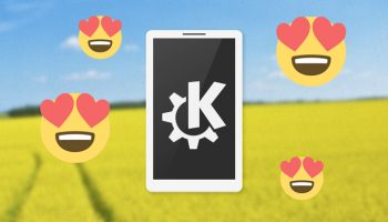 KDE Connect logo with heart shaped emoji eyes