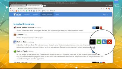 GNOME shell extension update button