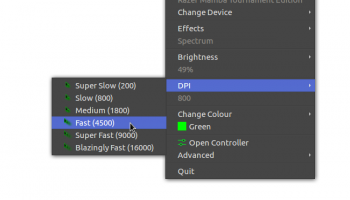 polychromatic razor tray menu DPI settings
