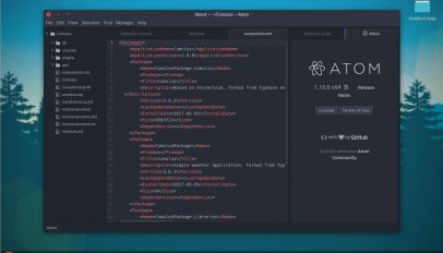 the atom text editor snap app on ubuntu 17.04