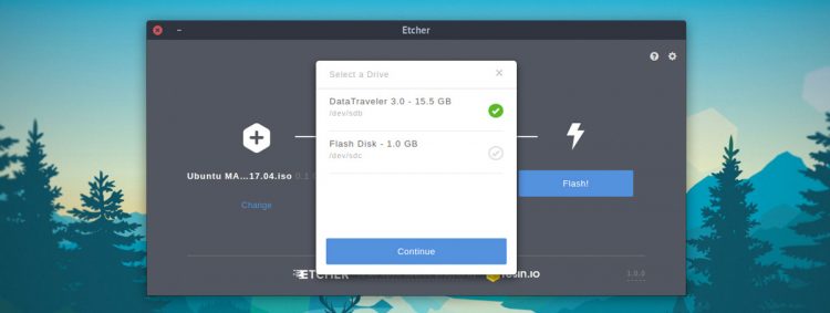 etcher usb selection screen