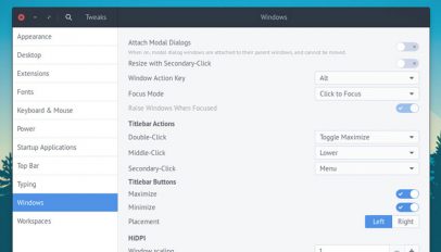 GNOME Tweak Tool on UBuntu