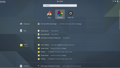 gnome shell search results list mockup