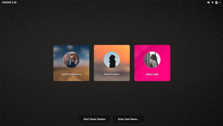 new gnome user selection