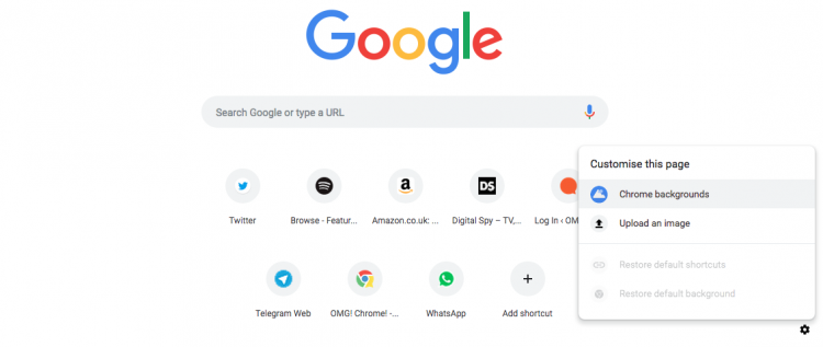 chrome new material tab page