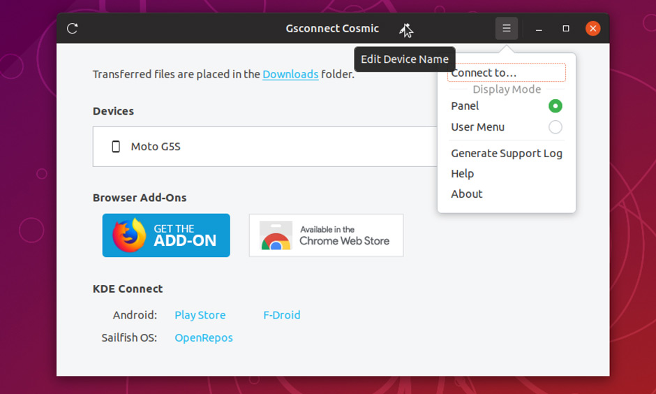 GSConnet settings