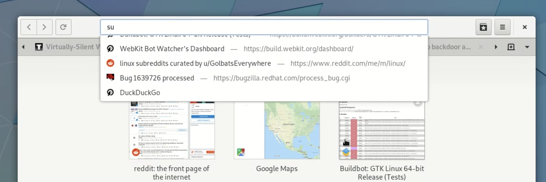 epiphany dropdown address bar