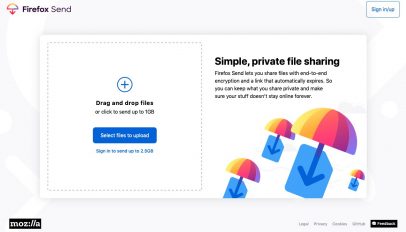 A screenshot of Firefox Send