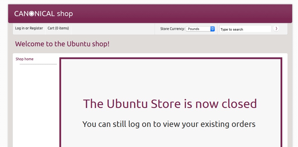 Canonical Shop closed sign