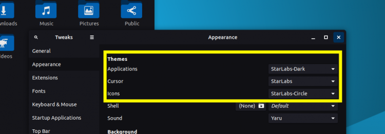 gnome tweak appearance options