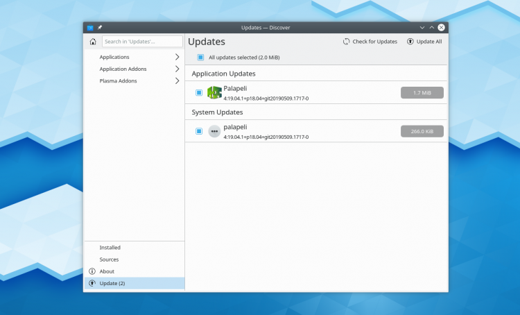Screenshot of Discover in KDE Plasma 5.16