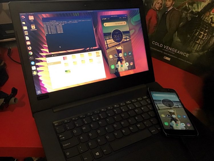 A photo of Scrcpy running on my Ubuntu laptop