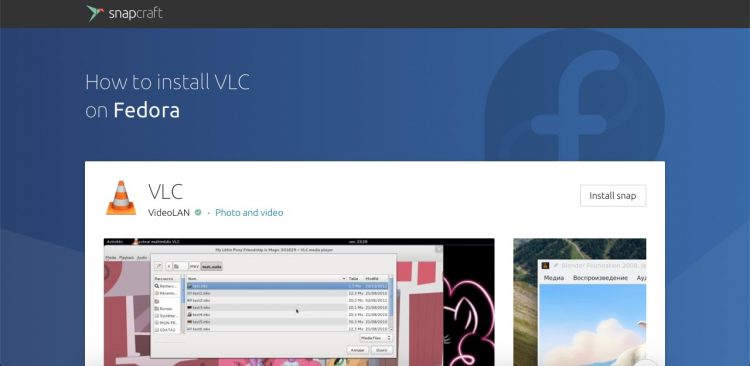 Snapcraft Store Fedora page
