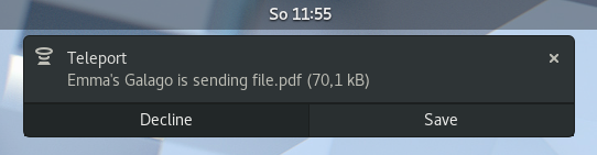 teleport notificaiton