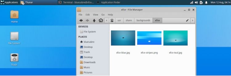 Xfce desktop screenshot with Thunar open