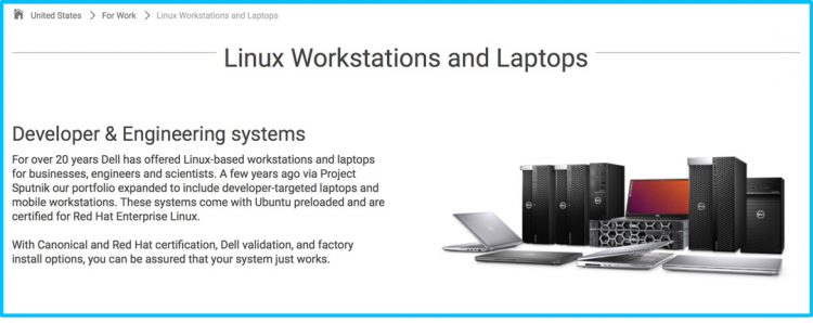 Screenshot of the Dell Linux Range