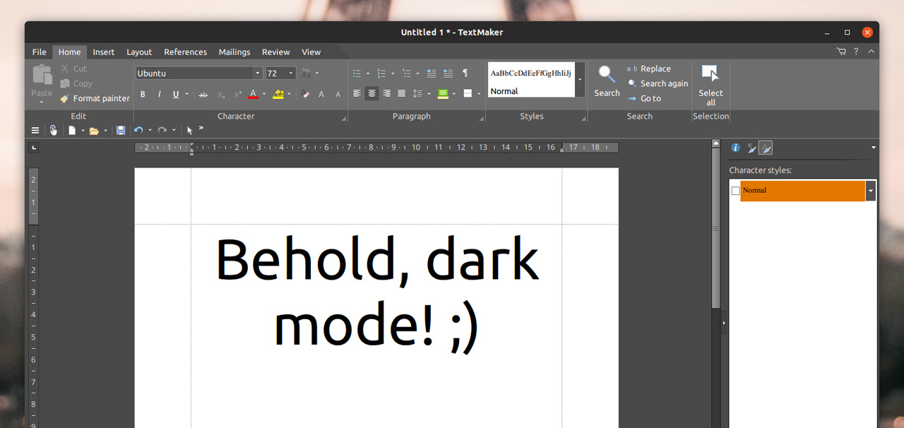 freeoffice textmaker dark mode on linux