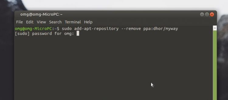Removing a PPA using a terminal