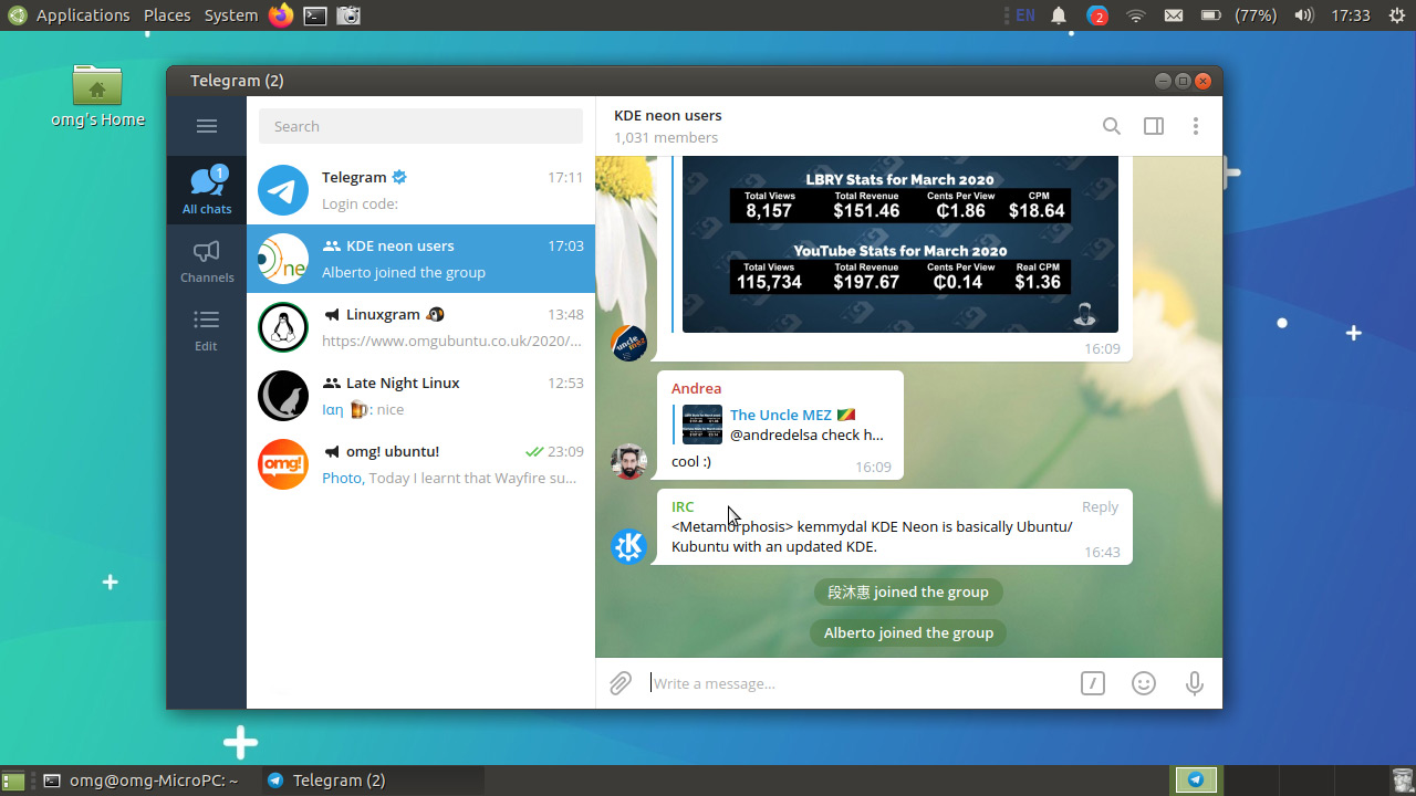 Telegram desktop)