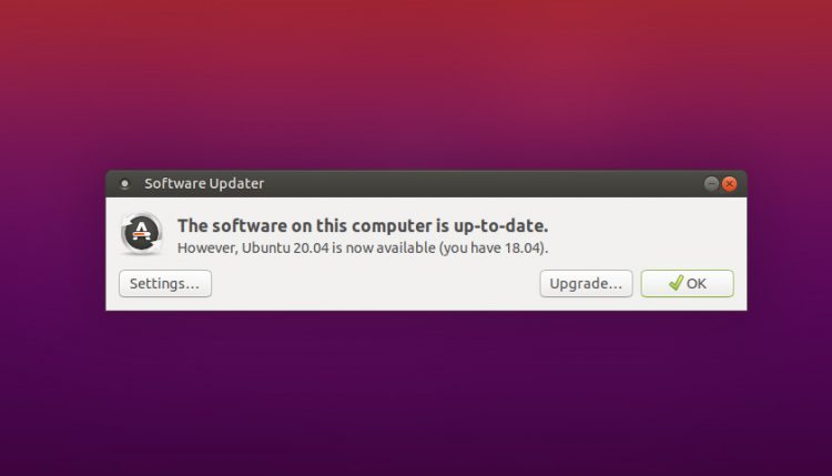 Ubuntu 20.04 upgrade prompt