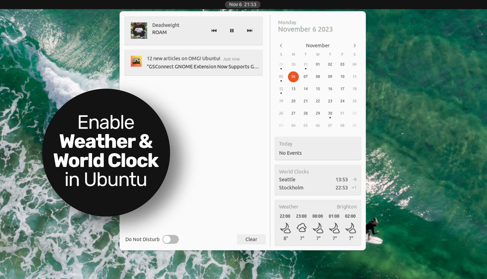 Enable weather & world clocks in Ubuntu