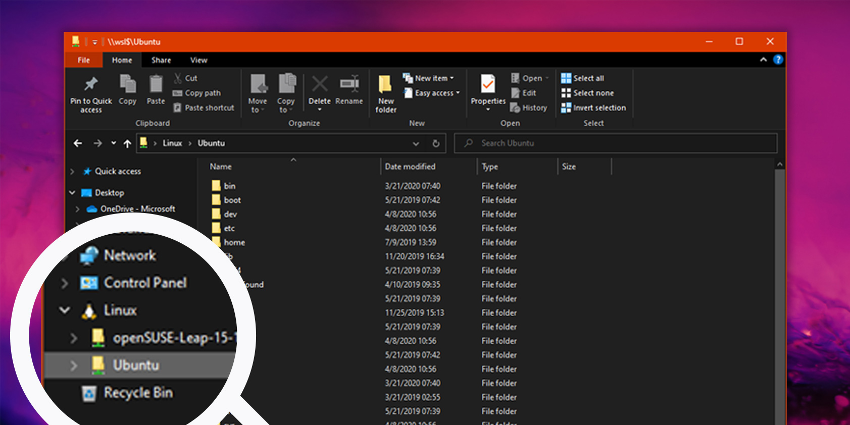 windows explorer can access wsl files