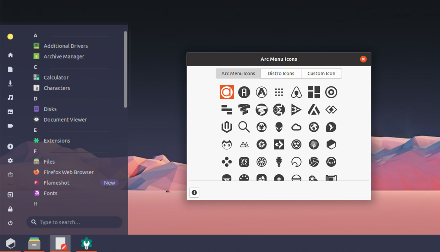 arc menu extension