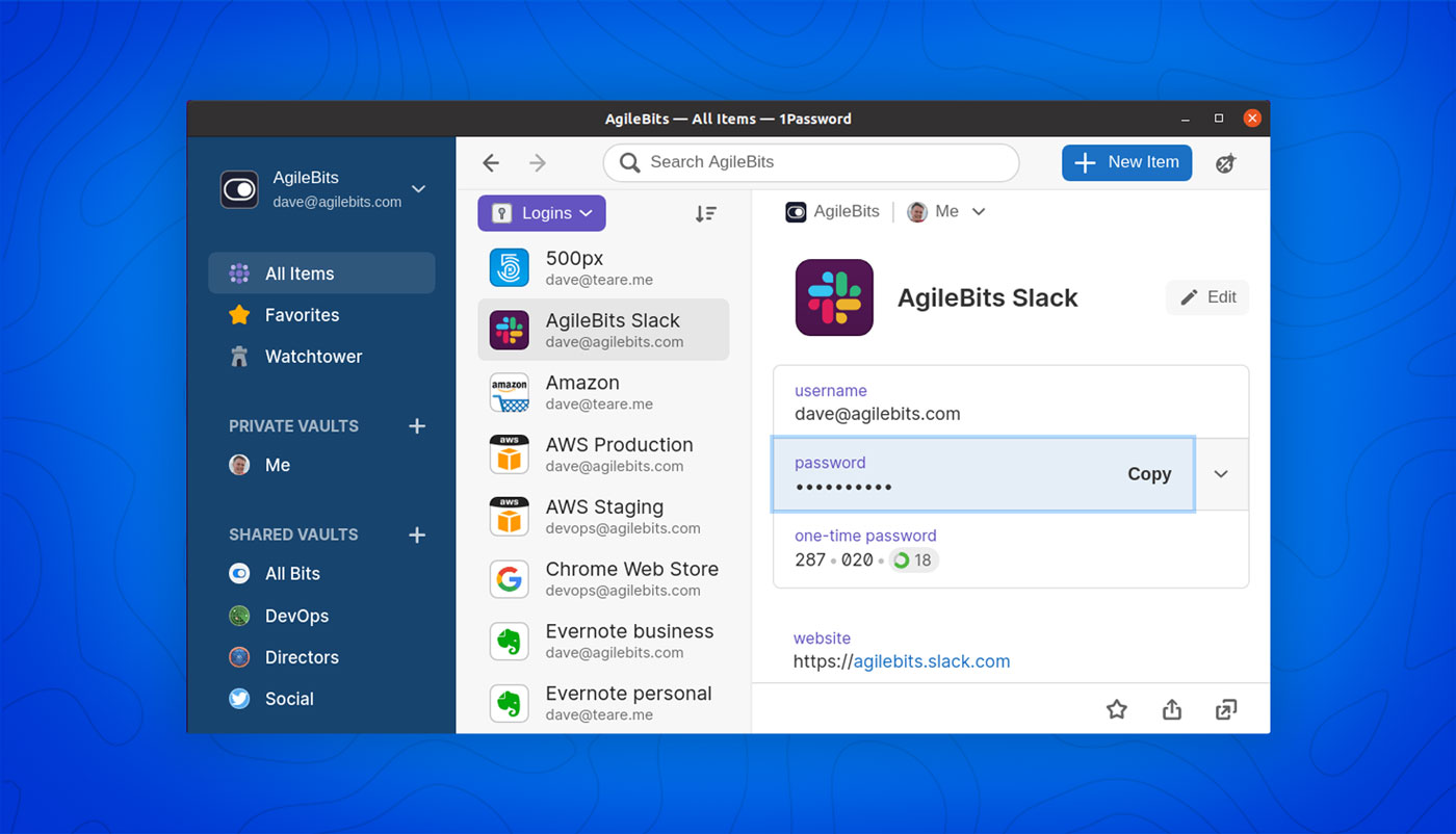 1password's linux app
