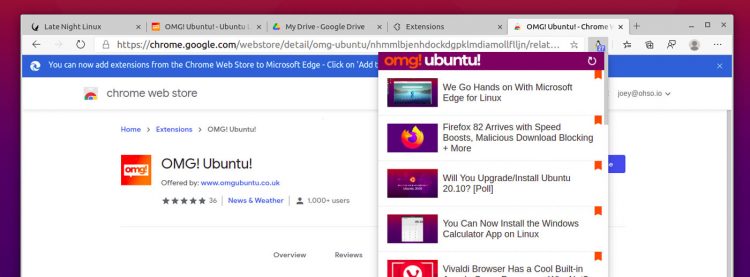 Microsoft Edge on Linux Extensions