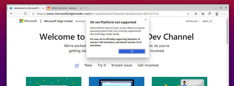 Microsoft Edge on Linux Sync Not Supported