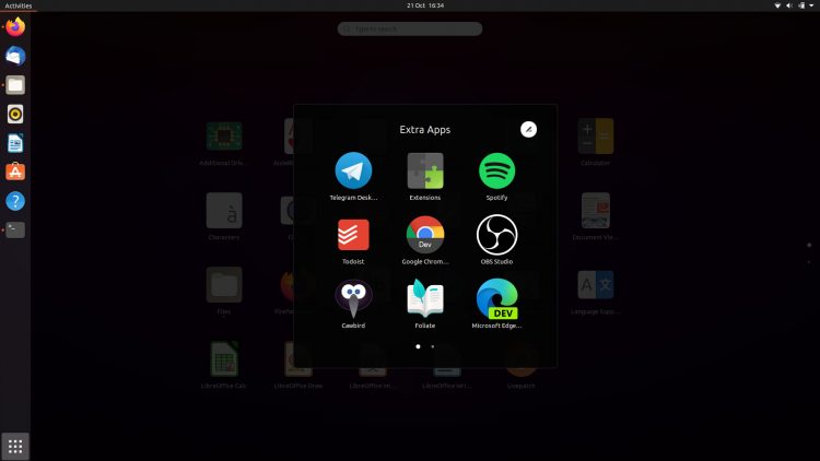 Ubuntu 20.10: App Folders