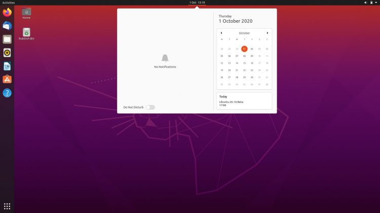 Ubuntu 20.10: calendar events