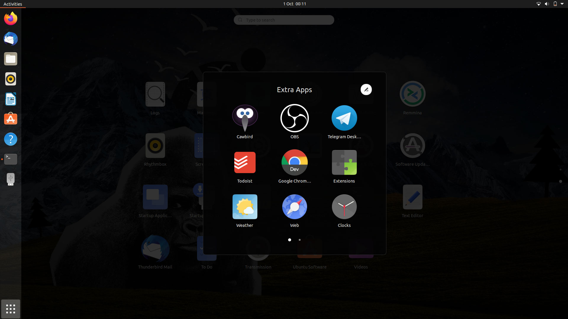 Ubuntu 20.10: App Folder Paging