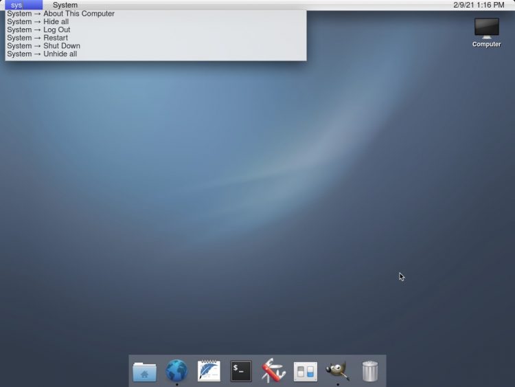 helloSystem FreeBSD Screenshot: Search