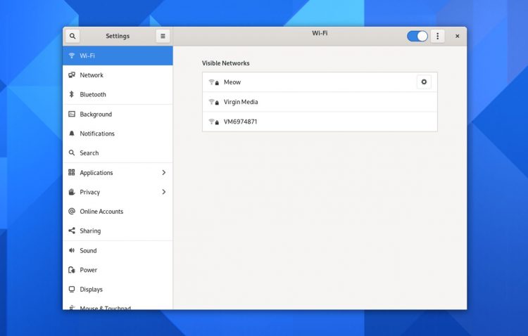 GNOME 40 Wifi Settings