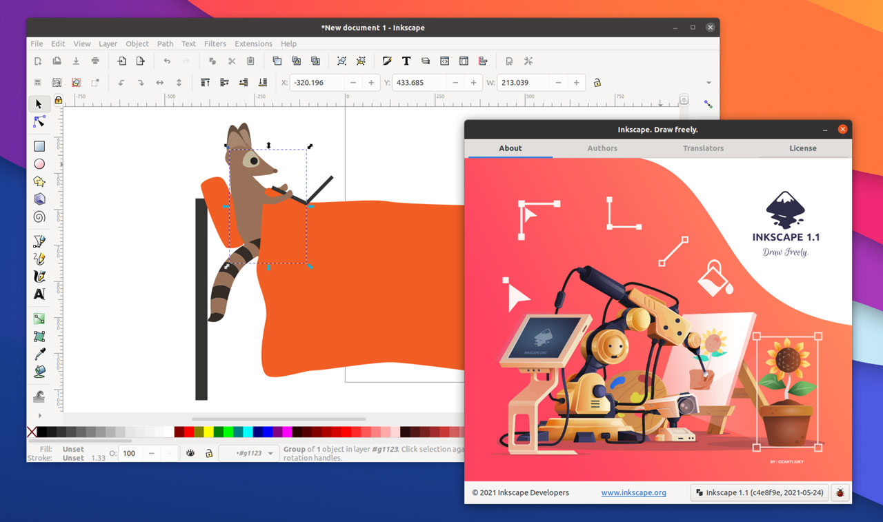 inkscape 1.1 ubuntu screenshot