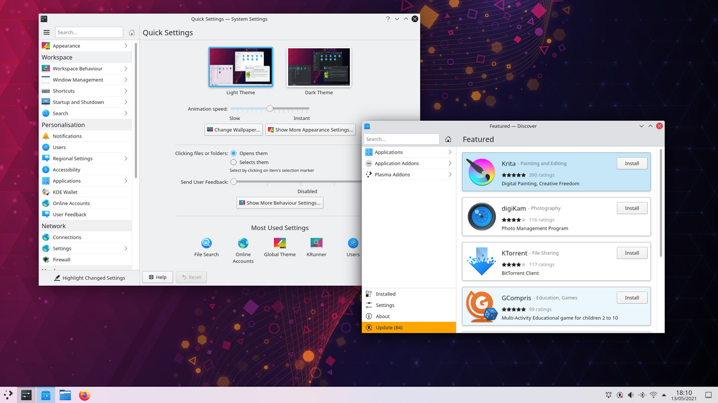 KDE Plasma 5.22 desktop screenshot