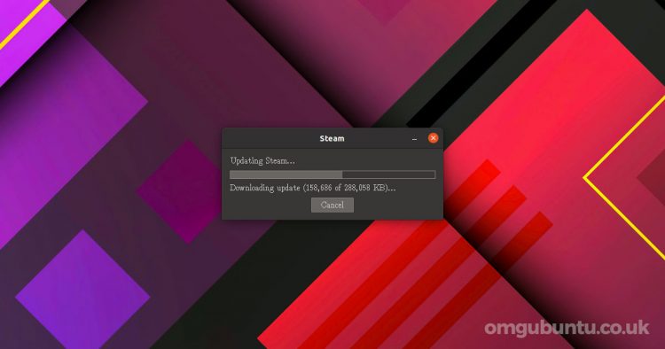 Steam update window on Ubuntu desktop